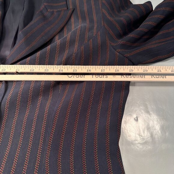 Due Per Due Pinstriped Silk Suit Single Breasted Jacket Womens Blazer - Picture 15 of 16